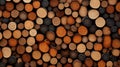 AI generated illustration of a stack of timber logs, arranged in a neat pile Royalty Free Stock Photo