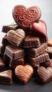 AI generated illustration of A stack of various colored chocolate candies