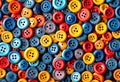 AI generated illustration of a stack of vibrant colorful buttons
