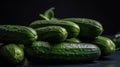 AI generated illustration of a stack of vibrant green cucumbers Royalty Free Stock Photo