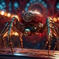 AI-generated illustration of a steampunk robotic spider figurine