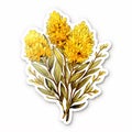 AI generated illustration of a sticker of bunch of goldenrods isolated on a white background