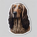 AI generated illustration of a sticker of a fluffy brown dog