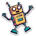 AI generated illustration of a sticker of a robot character