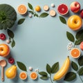 different types of fruits arranged in the shape of a circle Royalty Free Stock Photo