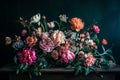AI generated illustration of a still life of roses, tulips, carnations, and peonies Royalty Free Stock Photo