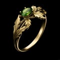 AI generated illustration of A stunning gold ring featuring a vibrant green topaz gemstone