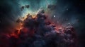 AI generated illustration of a stunning night sky with stars and a mesmerizing cluster of clouds Royalty Free Stock Photo