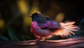 AI generated illustration of a stunning petroica rodinogaster (pink robin) bird perched on a branch