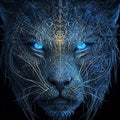 AI generated illustration of a stunning portrait of a majestic tiger with intricate patterns