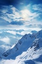 AI generated illustration of a stunning view of a snow-capped mountain range Royalty Free Stock Photo