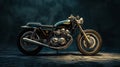 AI generated illustration of a stylish motorcycle with a metallic body and exquisite gold detailing