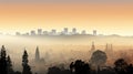 Extreme weather - suburbs and city through wildfire smoke Royalty Free Stock Photo