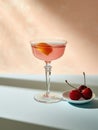 AI generated illustration of a Summer Cocktail with Cherries and Citrus Royalty Free Stock Photo
