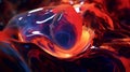 AI generated illustration of a swirling pattern of contrasting colors of red and blue liquids