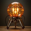 the edison table lamp is shown in a clear glass ball Royalty Free Stock Photo