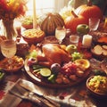 Autumn feast, Thanksgiving, AI generated Illustration