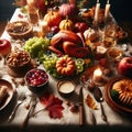 Thanksgiving feast, AI generated Illustration
