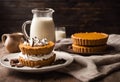 AI-generated illustration of Three freshly baked chocolate chip cookies arranged on white plates