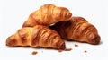 AI generated illustration of three freshly baked, golden-brown croissants