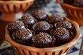 AI generated illustration of traditional Brazilian brigadeiro, a sweet chocolate truffle Royalty Free Stock Photo