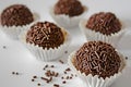 AI generated illustration of traditional Brazilian brigadeiro, a sweet chocolate truffle Royalty Free Stock Photo