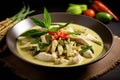 AI generated illustration of a traditional plate of green curry