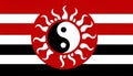 AI generated illustration of a traditional yin yang symbol on a flag Royalty Free Stock Photo