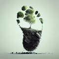 AI-generated illustration of a tree with its roots in the form of a foot.