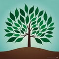 Illustration of trees whose leaves are symbols of positive messages and wishes for peace