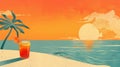 AI generated illustration of a tropical beach scene for a summer vacation poster Royalty Free Stock Photo