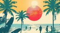 AI generated illustration of a tropical beach scene for a summer vacation poster Royalty Free Stock Photo