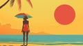 AI generated illustration of a tropical beach scene for a summer vacation poster Royalty Free Stock Photo