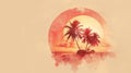 AI generated illustration of a tropical beach scene for a summer vacation poster Royalty Free Stock Photo