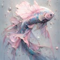 AI generated illustration of a tropical pastel blue pink fish in an artistic style Royalty Free Stock Photo