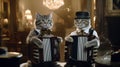 AI generated illustration of two cats having fun playing the accordion together and creating music Royalty Free Stock Photo