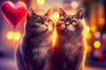 AI generated illustration of two cats in love Royalty Free Stock Photo