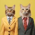 two cats in business attire one of them is wearing a tie