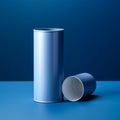 AI-generated illustration of two cylindrical metal containers on a blue background