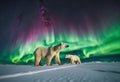 AI generated illustration of two majestic polar bears standing in the snow