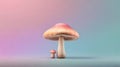 AI-generated illustration of two mushrooms isolated against a plain backdrop Royalty Free Stock Photo