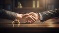 AI generated illustration of two professional businessmen shaking hands Royalty Free Stock Photo