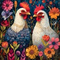 AI generated illustration of two vibrant roosters