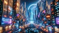 AI generated illustration of an ultra-detailed, mesmerizing and breathtaking cityscape