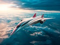 AI generated illustration of an ultra-modern futuristic supersonic airliner