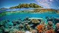 AI generated illustration of an underwater view of a vibrant and colorful coral reef Royalty Free Stock Photo