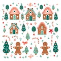 AI generated illustration of a variety of Christmas gingerbread cookies and sweets