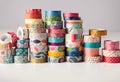 AI generated illustration of a variety of colorful washi tape rolls