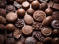 AI generated illustration of Variety of delicious chocolate confections of different shapes