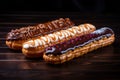 AI generated illustration of A variety of eclair pastries